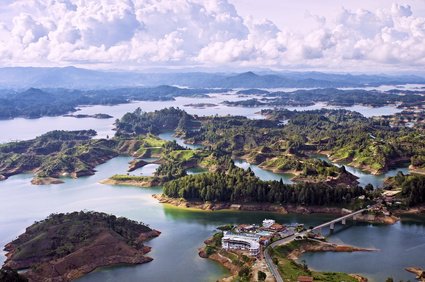 Aerial View of Guatape Lake, Colombia